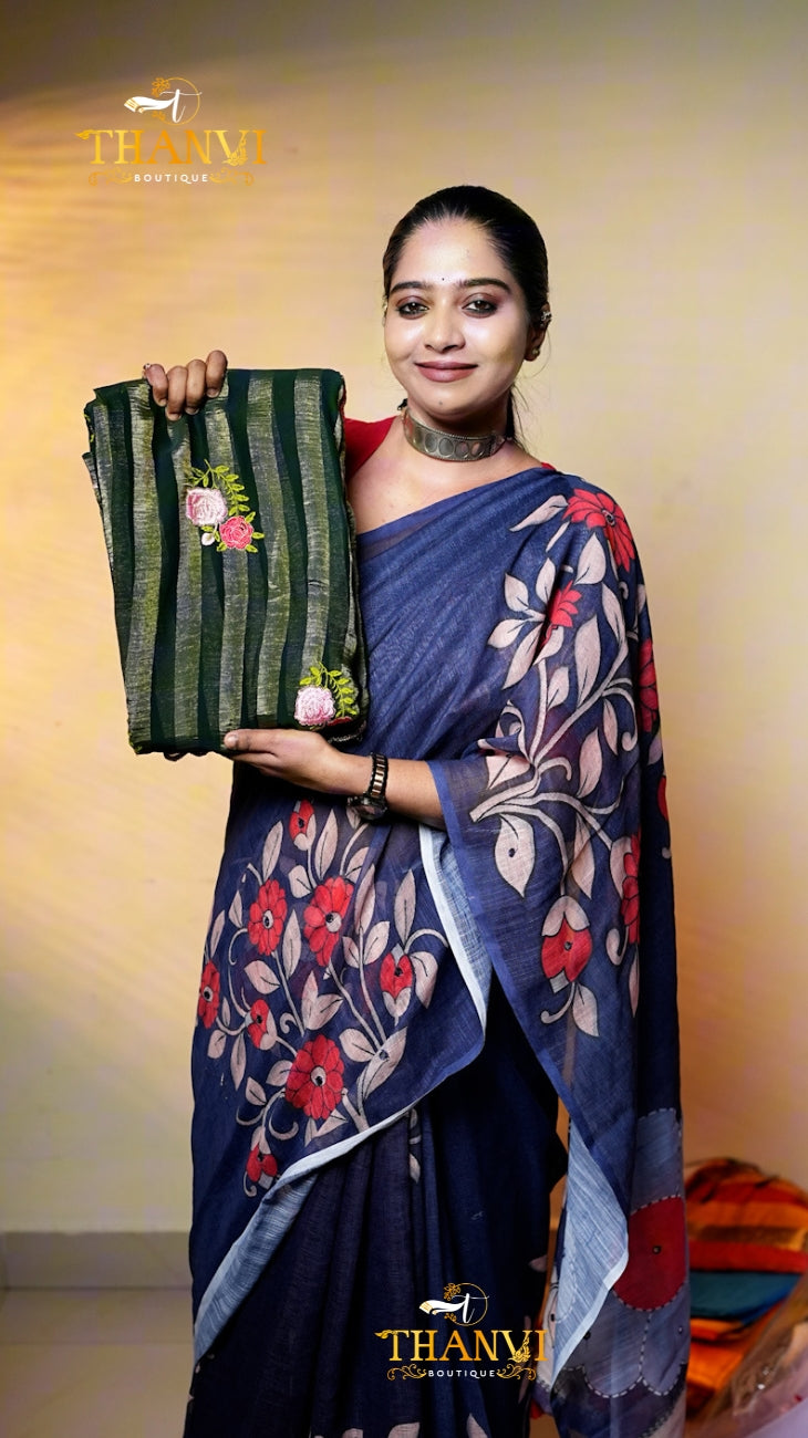 Raga Tissue Embroidery Saree