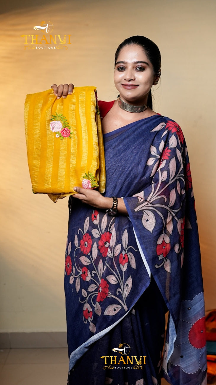 Raga Tissue Embroidery Saree