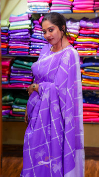 Lavender Checks Saree