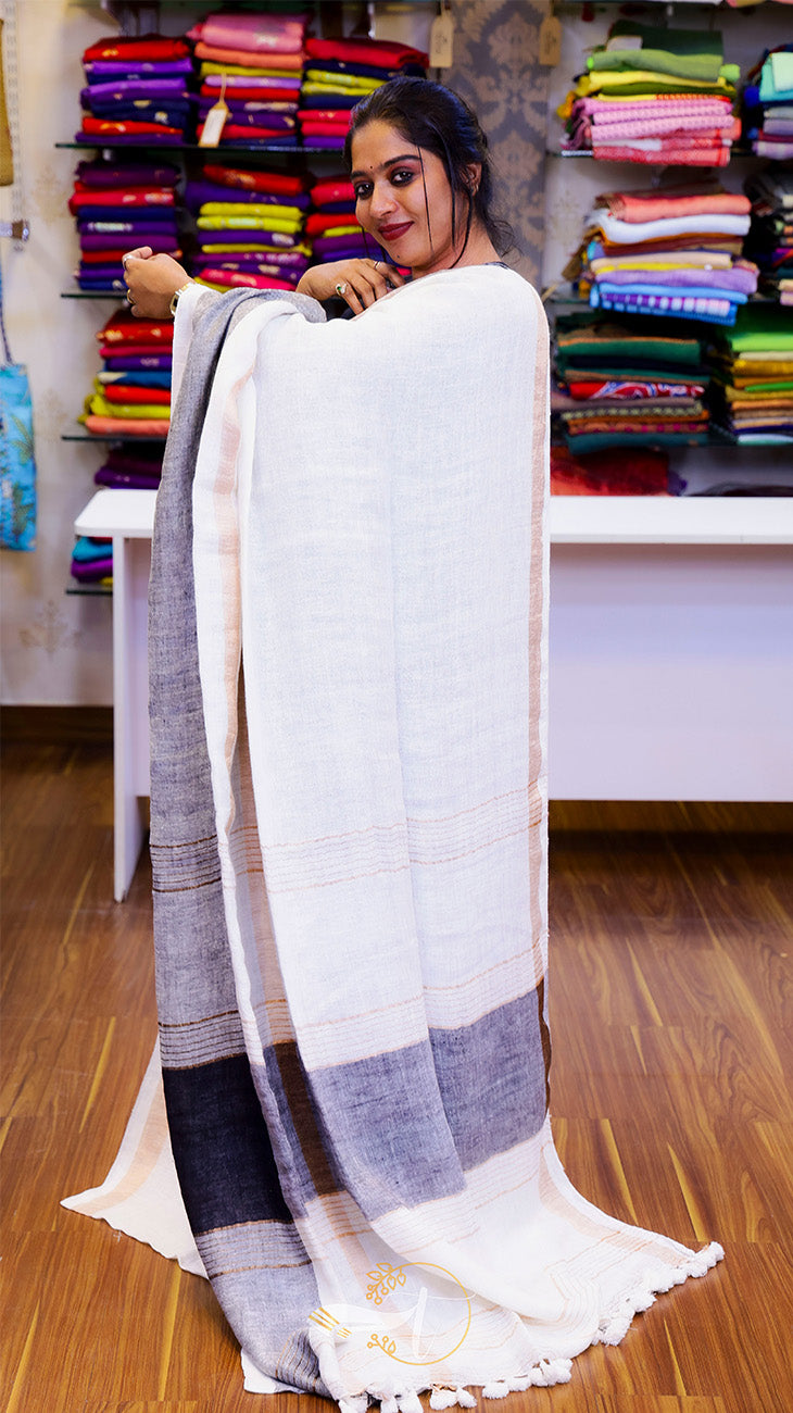 Kanchi Checks Linen Saree
