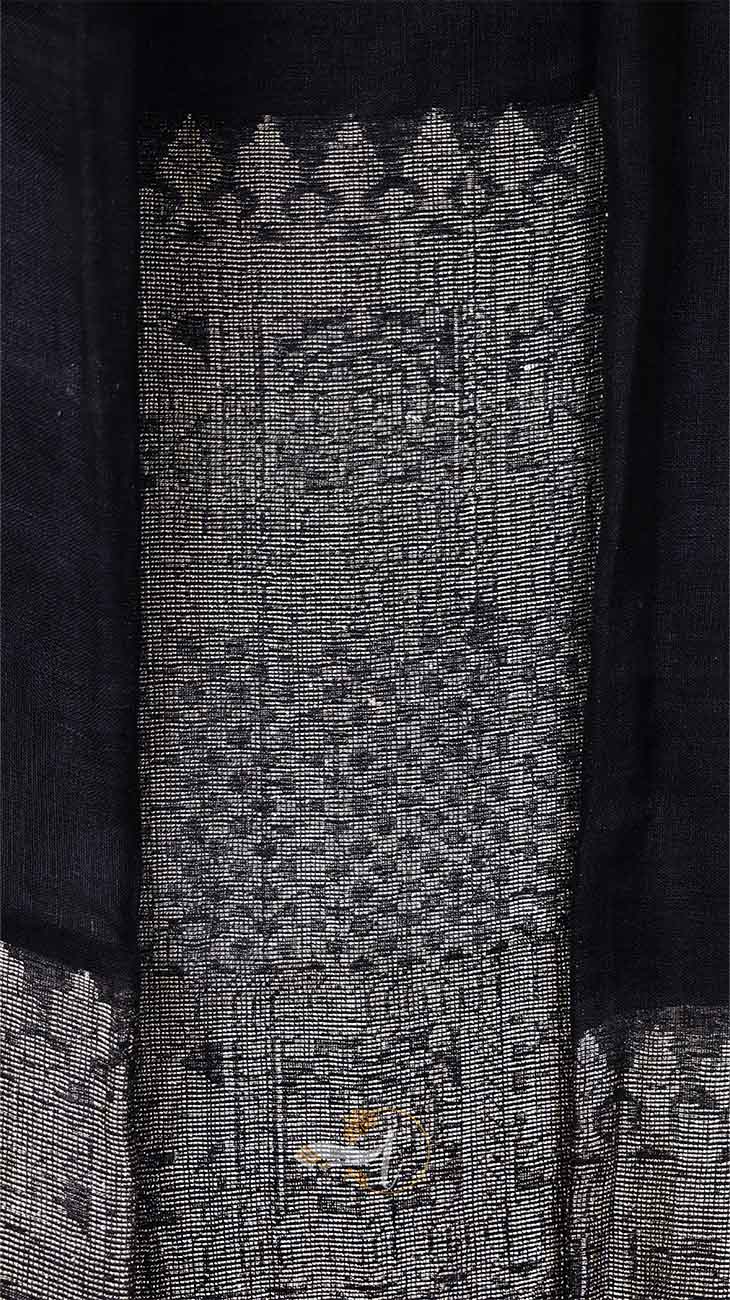 Close-up of a textured fabric with intricate patterns on a dark background
