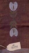 Brown fabric with floral pattern and 'THANVI' label