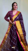 Checks Zari Linen Saree