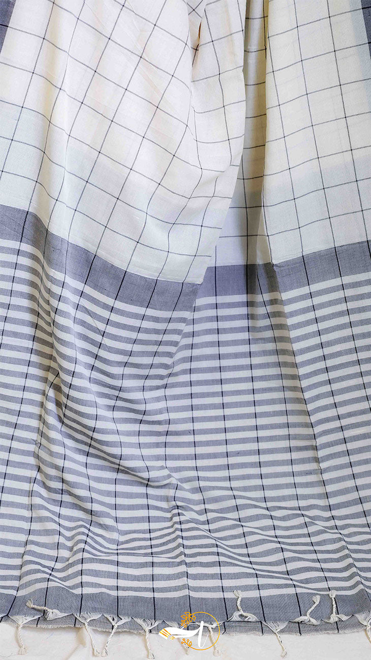 Close-up of a striped fabric with blue and white pattern