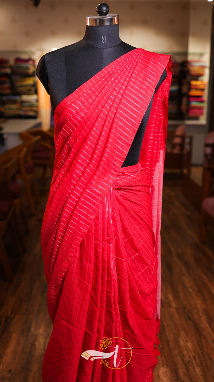 Stripes 100 Counts Saree