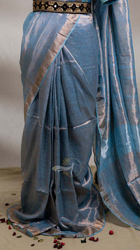 Premium Metallic Tissue Linen Saree