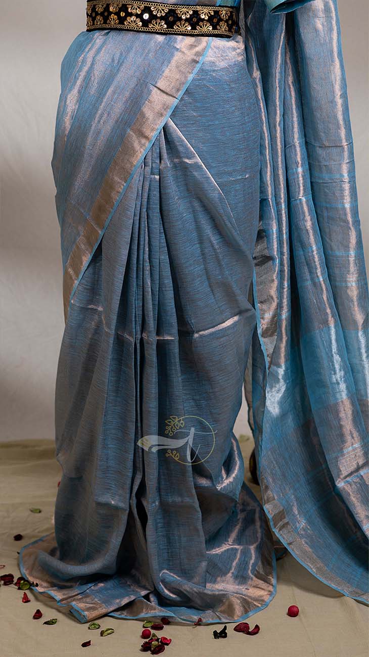 Premium Metallic Tissue Linen Saree
