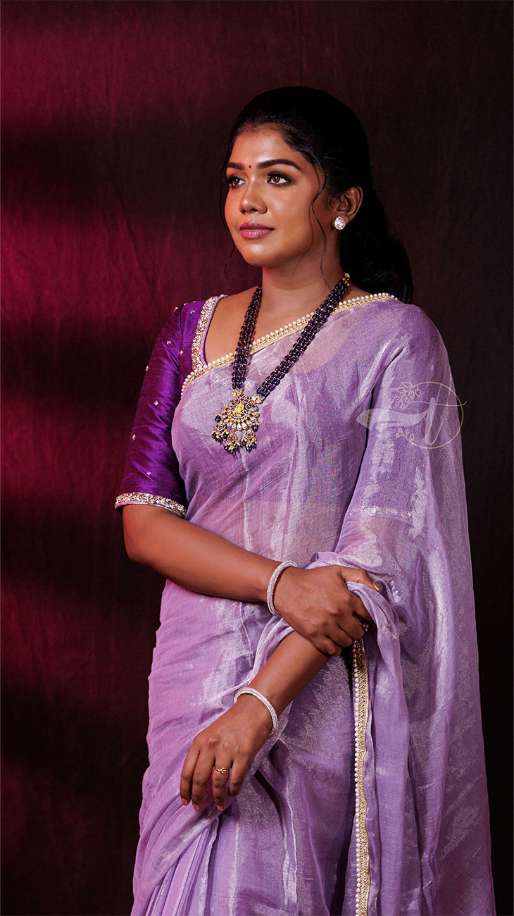 Raga Pearl Lace Tissue Saree