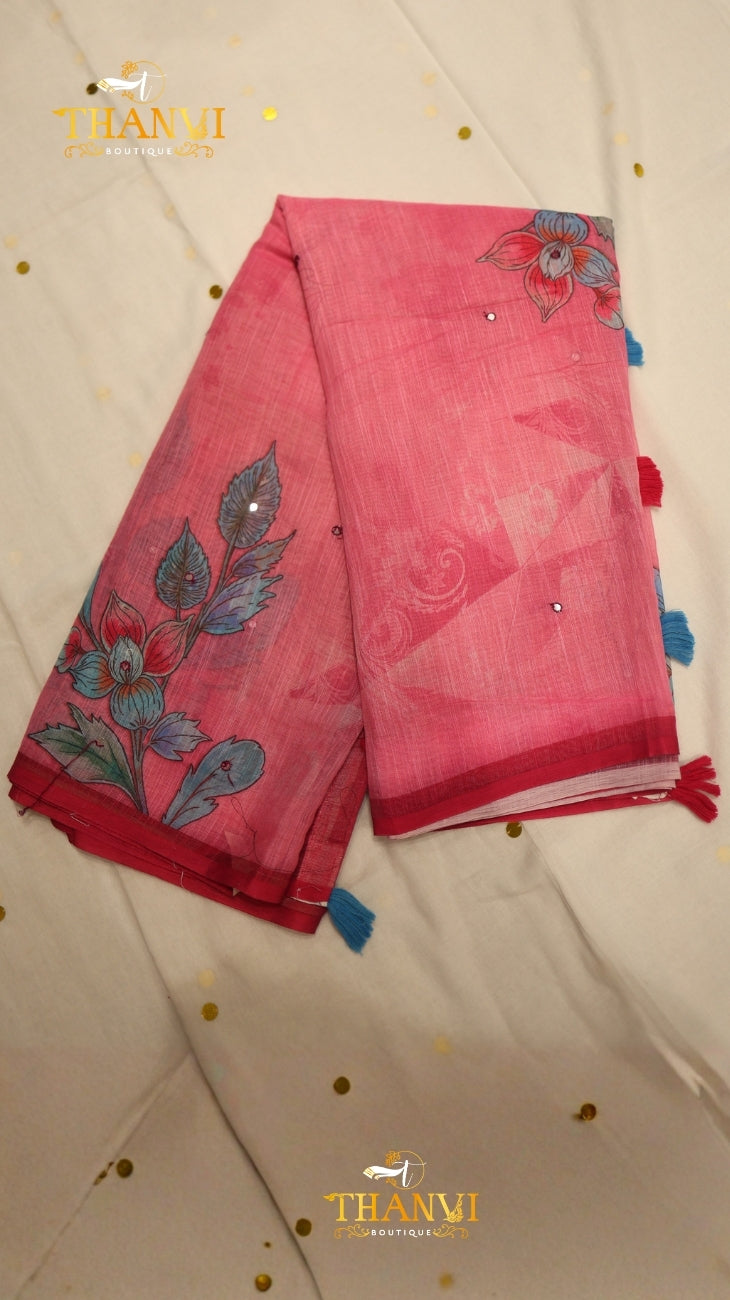 Linen Mirror Saree