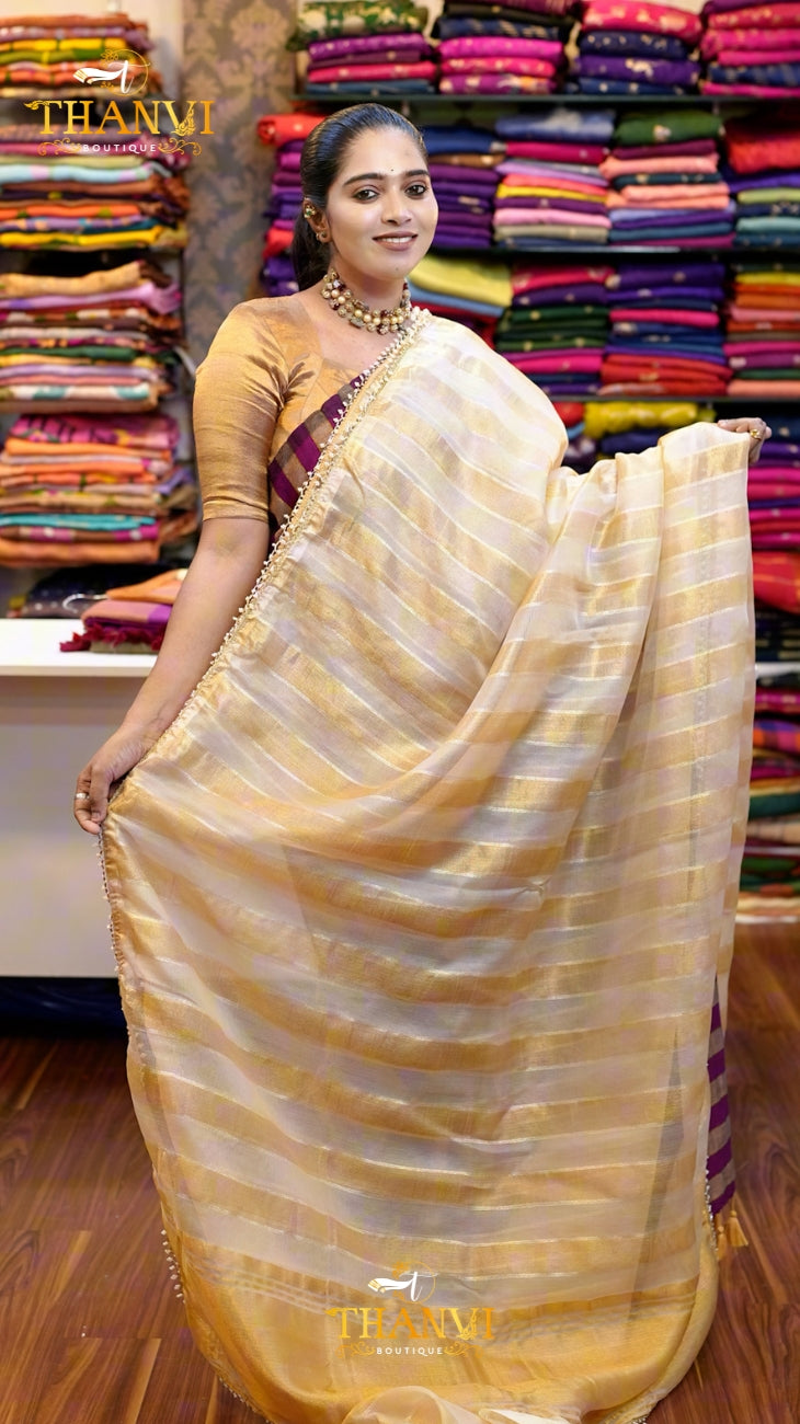 Lace Handwork Tissue Organza Saree