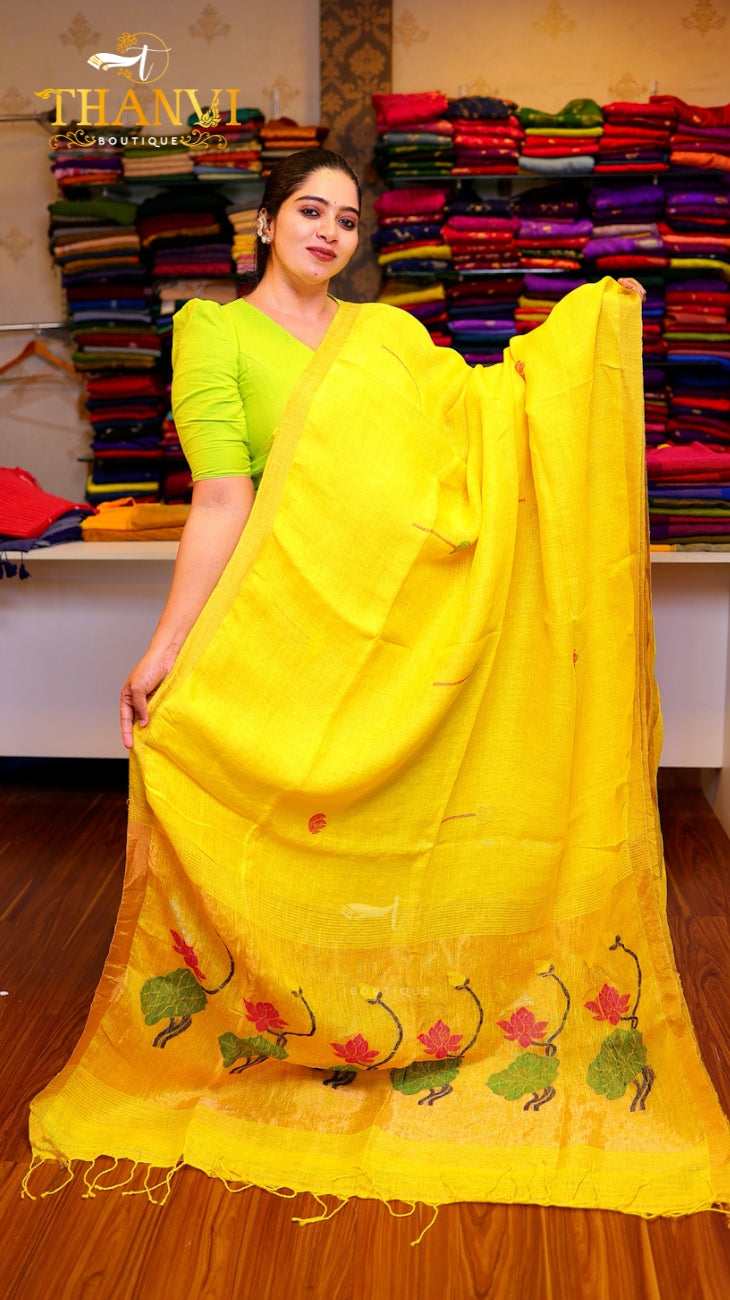 Premium Mashru Linen Saree