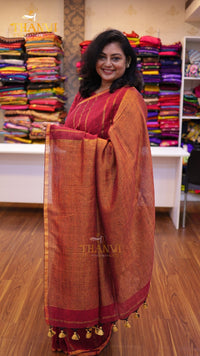 Double Zari Linen Saree