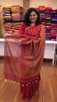 Double Zari Linen Saree