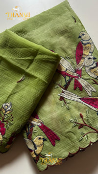 Floral Bird Embroidered Saree