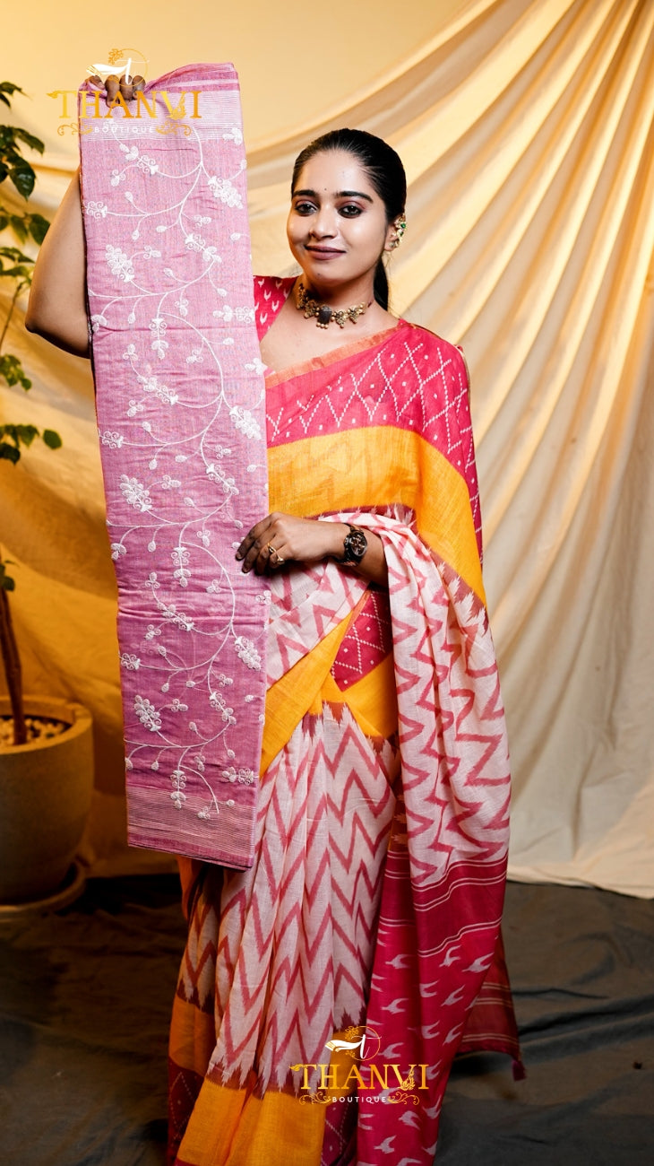 Cotton Embroidery Saree