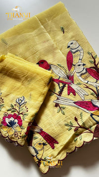 Floral Bird Embroidered Saree
