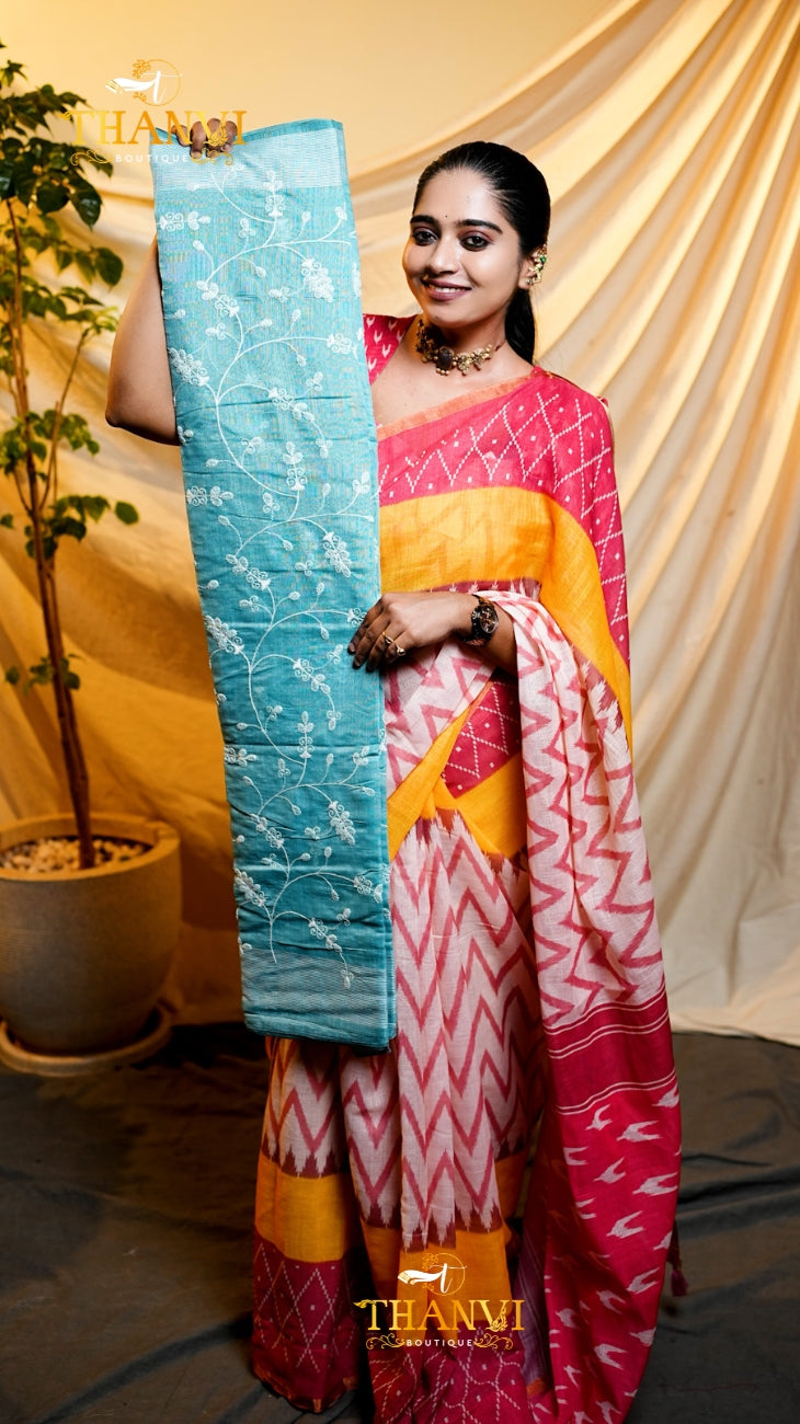 Cotton Embroidery Saree