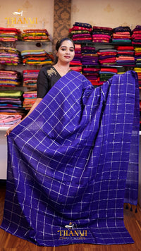 Popstick Check Zari Saree
