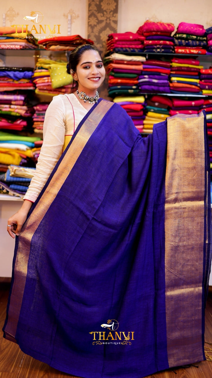 Linen Zari Border Saree