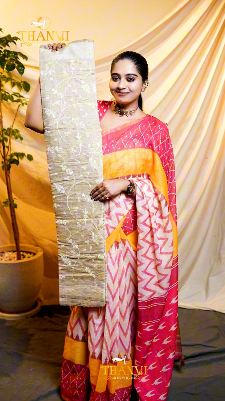 Cotton Embroidery Saree
