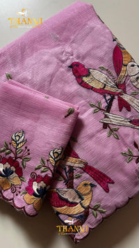 Floral Bird Embroidered Saree