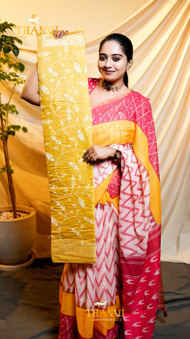 Cotton Embroidery Saree
