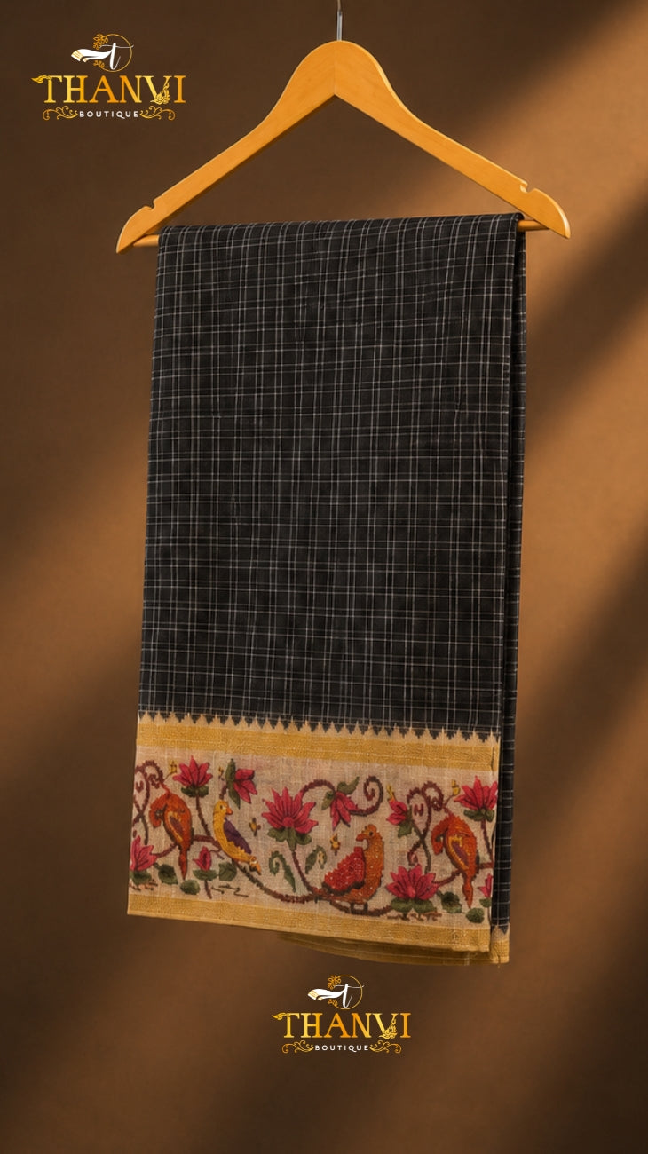 Checks Linen Saree