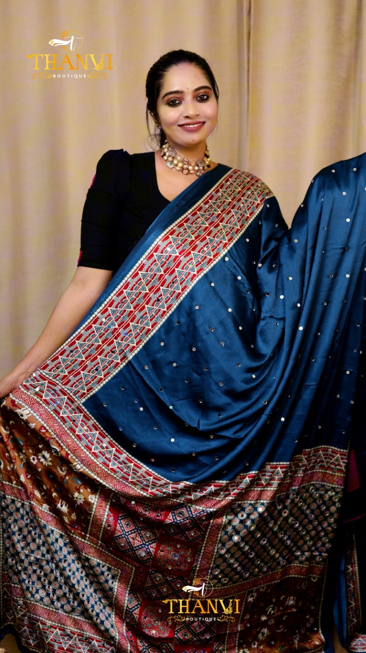 Ajrakh Modal Mirror Saree