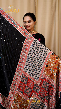 Ajarkh Modal Mirror Work Saree