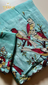 Floral Bird Embroidered Saree