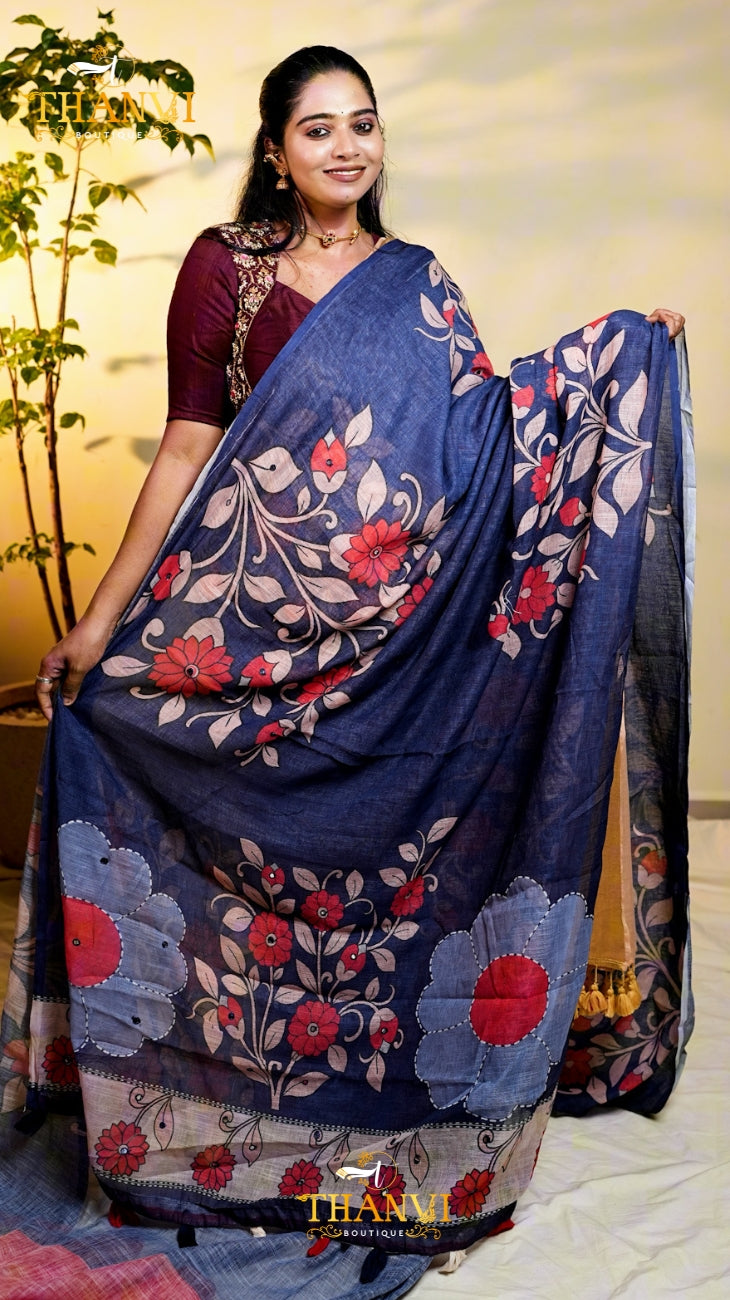Linen Cotton Saree