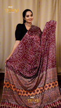 Ajarkh Modal Mirror Work Saree