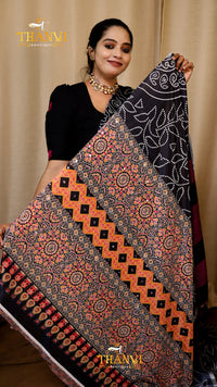 Ajarkh Modal Mirror Work Saree