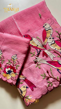 Floral Bird Embroidered Saree