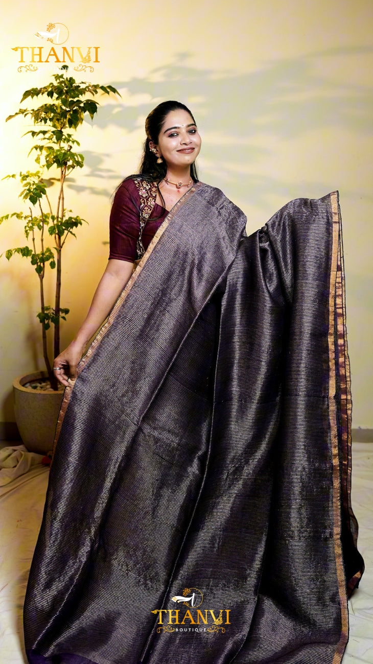 Double Zari Linen Saree