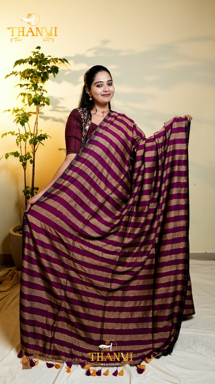 Premium Mulberry Stripes Saree