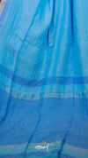Blue fabric with horizontal stripes and a visible brand logo.