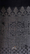 Close-up of a textured black fabric with a subtle pattern