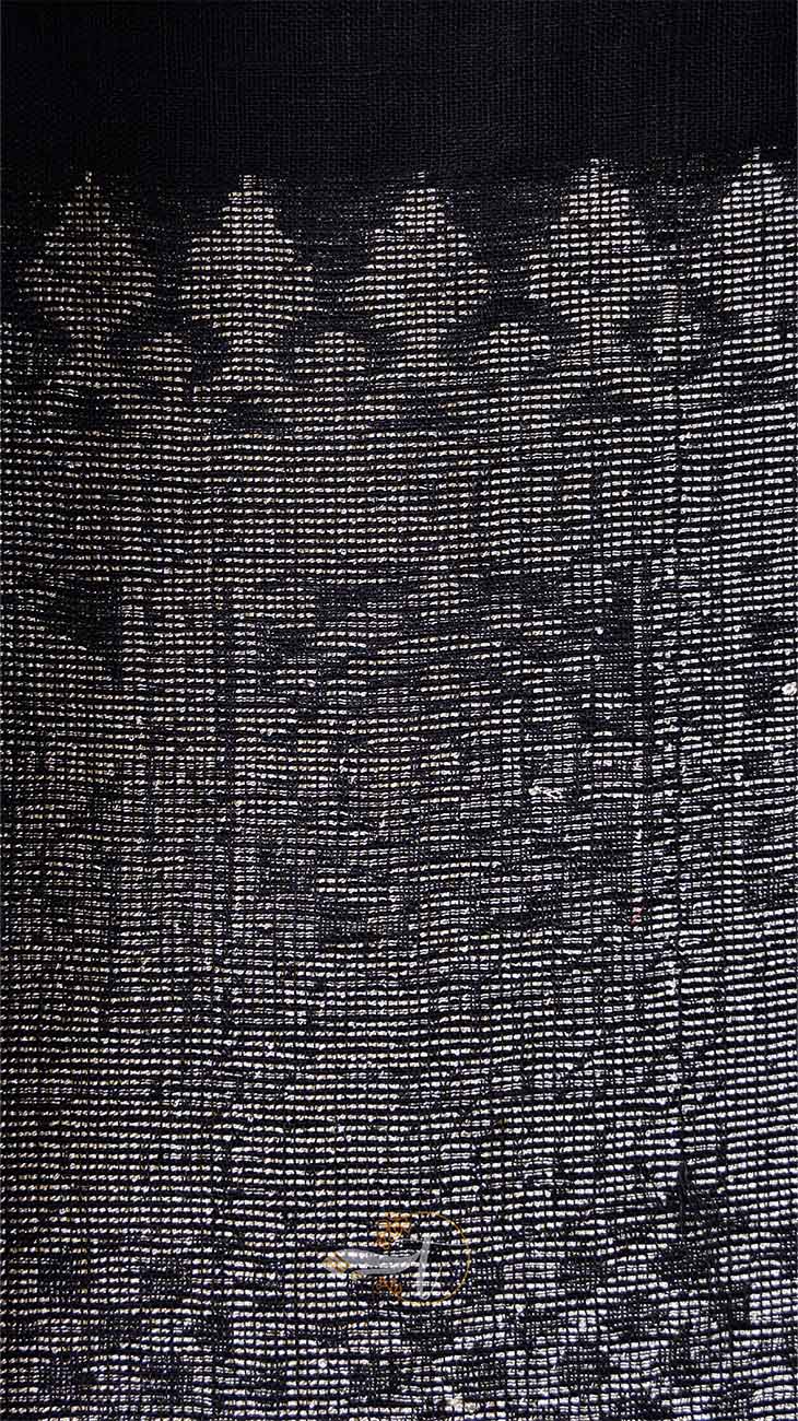 Close-up of a textured black fabric with a subtle pattern