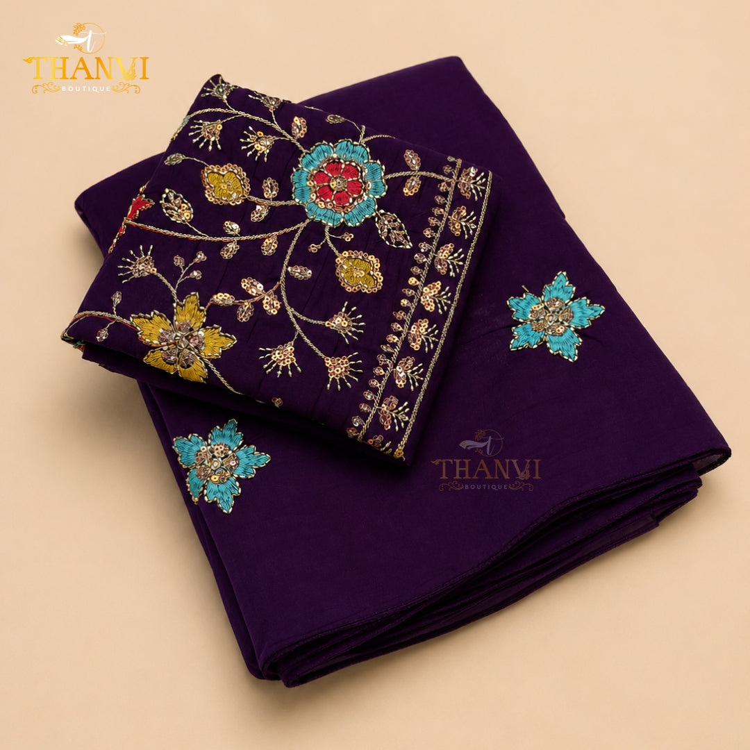 Cotton Embroidery Saree