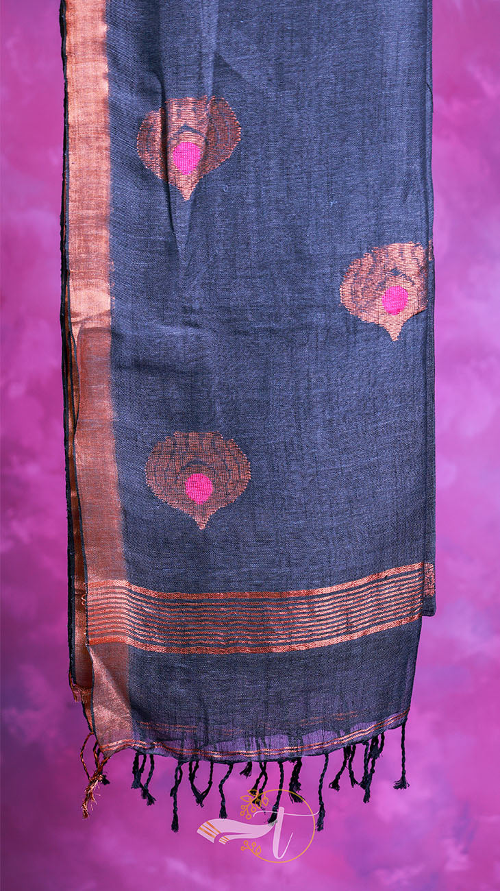 Blue scarf with pink heart patterns on a purple background