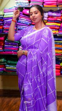 Lavender Checks Saree