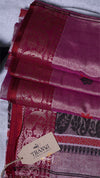 Maroon fabric with intricate patterns and a 'Thanvi' tag on a white background