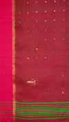 Red saree with gold and green border
