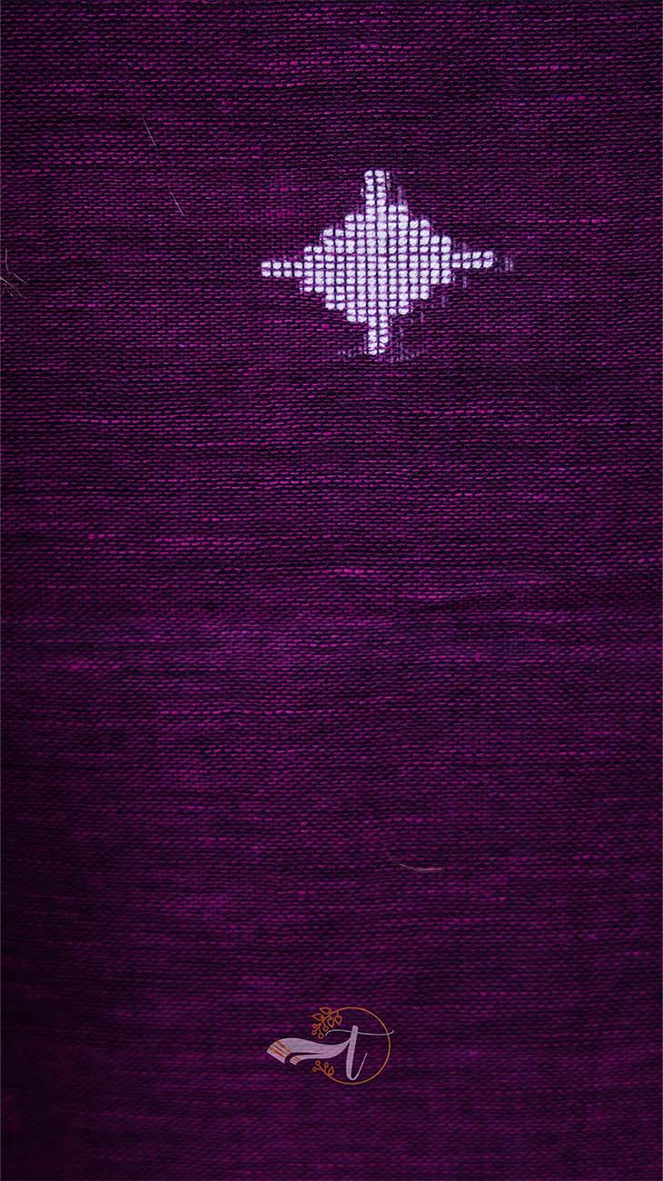 Purple textured fabric with a white geometric pattern