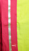 Saree with red and green stripes on a white background
