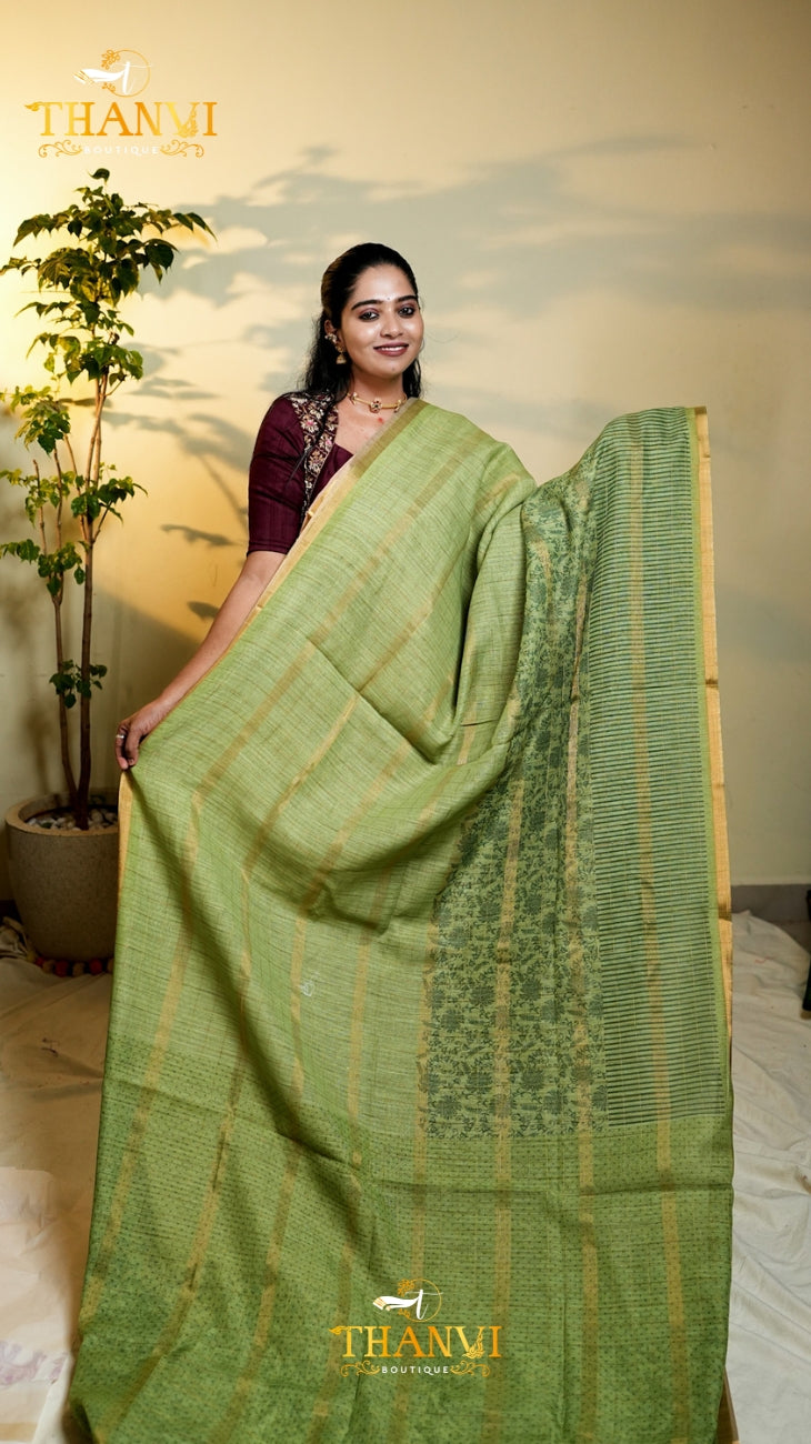 Cotton strip print Saree