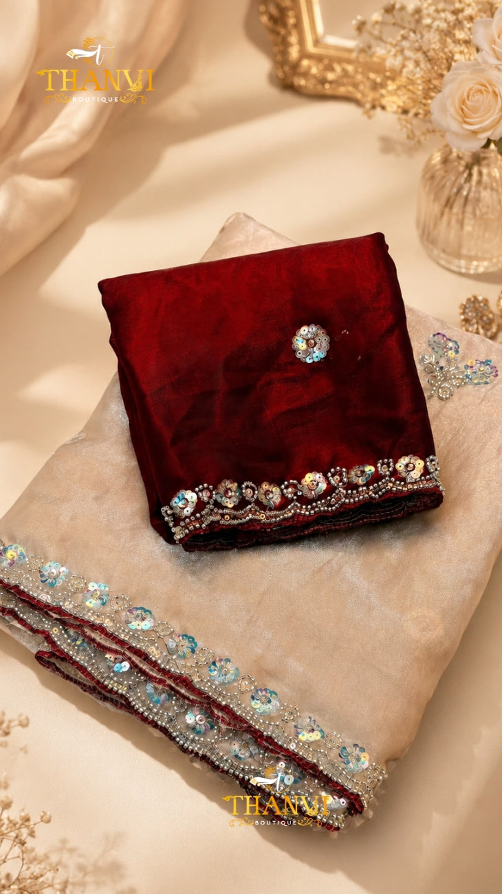 Georgette silk work Saree