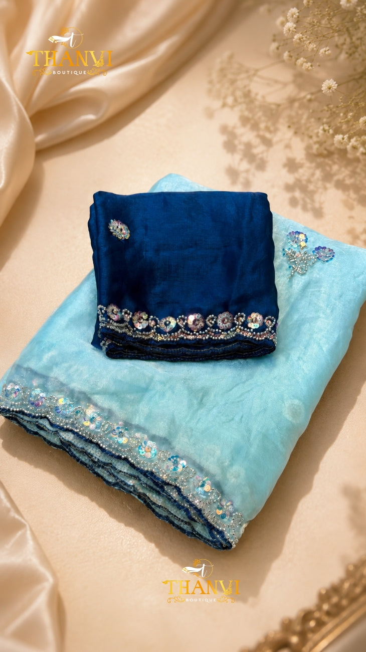 Georgette silk work Saree