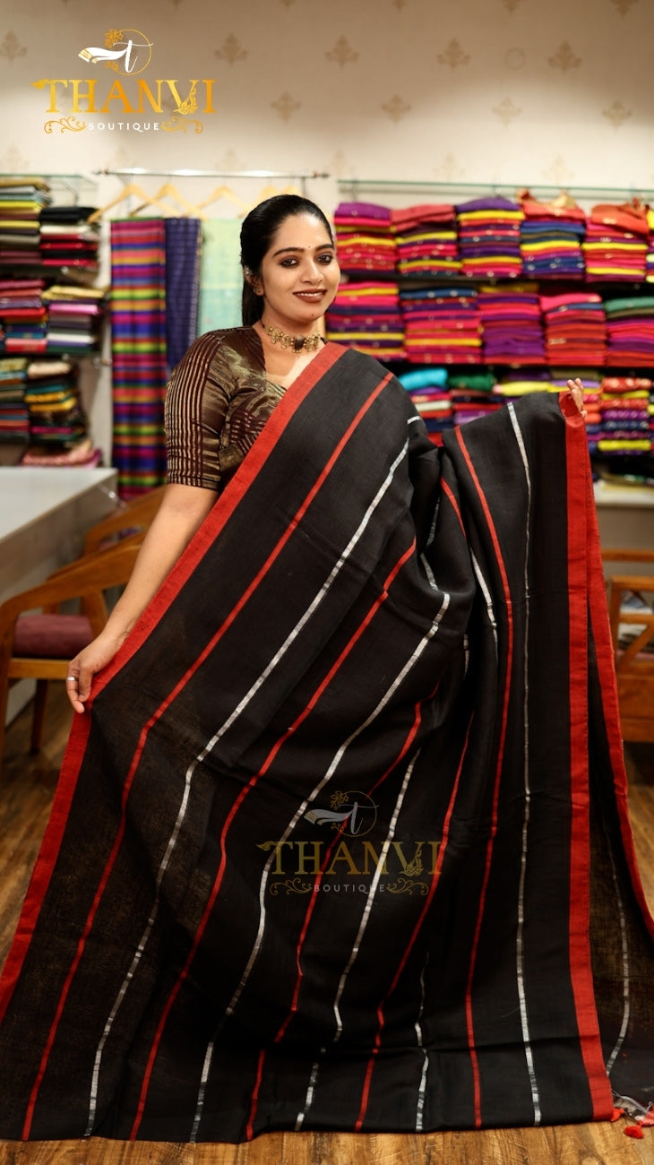 Checks Linen Saree